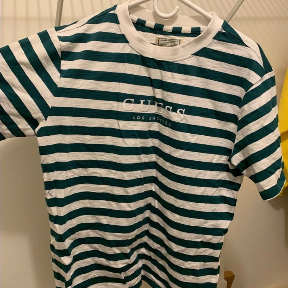 COPY - Green & white Guess Striped T-shirt.